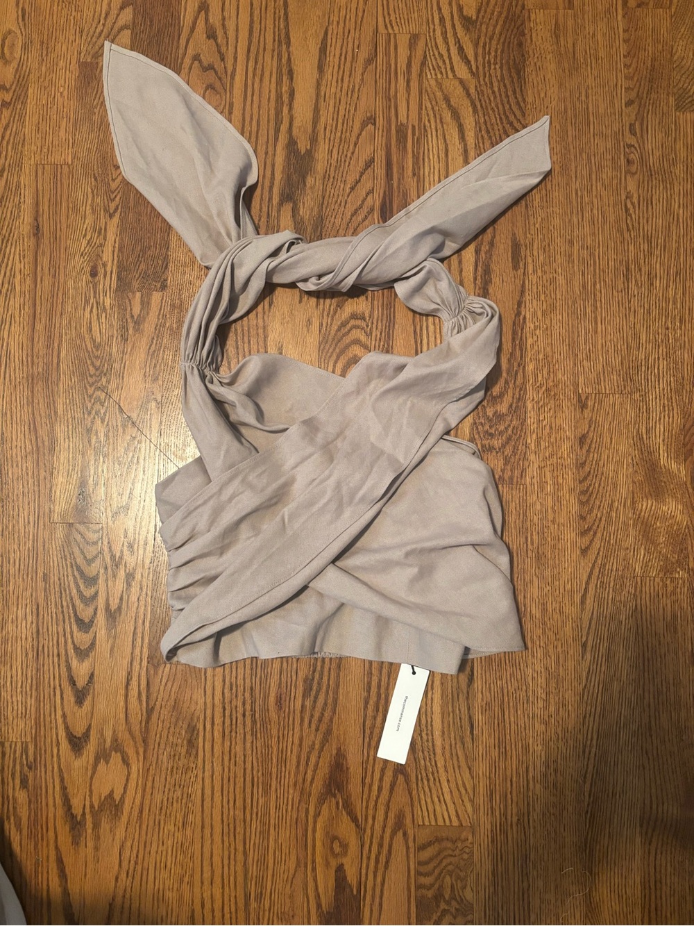 COMMENSE Multi-Way Convertible Wrap Crop Top Khaki Beige Tan Medium NWT
